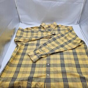 Roundtree & Yorke Mens Plaid Easy Care Cotton Blend Shirt 3XT Tall Button Down